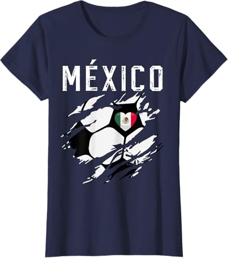 Mexico Retro Vintage Soccer Women T-Shirt with Mexican Flag Heart - Perfect for Fans