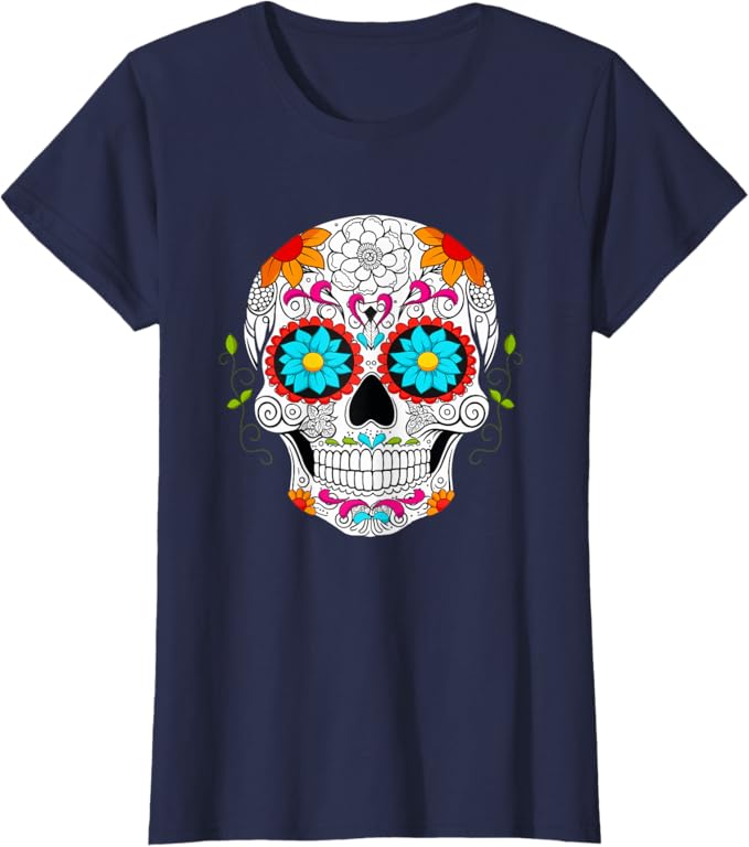 Colorful Calaveras de Azúcar Mexican Día de los Muertos Women T-Shirt