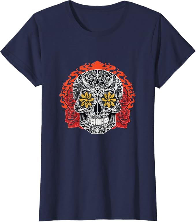 Day of the Dead Sugar Skull Calaveras Women T-Shirt - Mexican Holiday Apparel