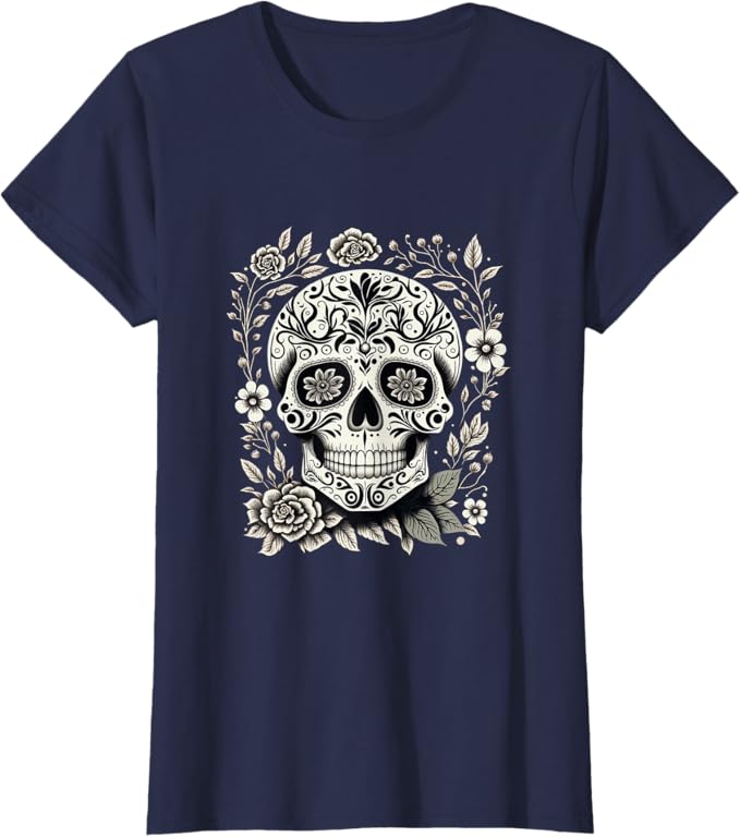 Mexico Holiday Día de los Muertos Sugar Skull Women T-Shirt – Day of the Dead Apparel