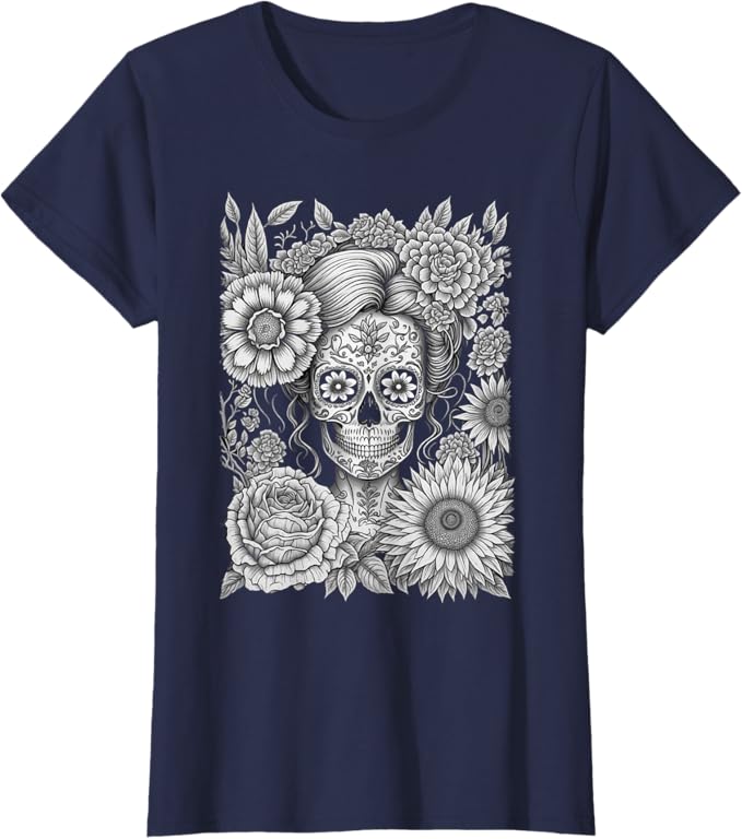 Creepy Calaveras Catrina Women T-Shirt - Mexican Day of the Dead Holiday Shirt