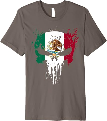 Premium Mexican Flag Skull Women T-Shirt | Bandera Mexicana Camiseta | Unique Design