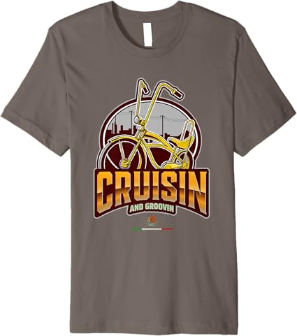 Chicano Lowrider Bike Mexican Premium Men T-Shirt - Cruisin' & Groovin' Design