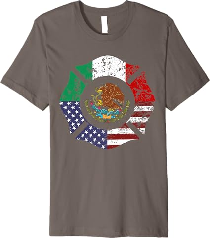 USA American Mexico Mexican Flag Escudo Nacional de México Premium Men T-Shirt - Patriotic Tee for Americans & Mexicans
