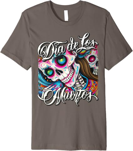 Premium Mexican Calaveras Catrina Men T-Shirt | Colorful Dia De Los Muertos Skull Shirt