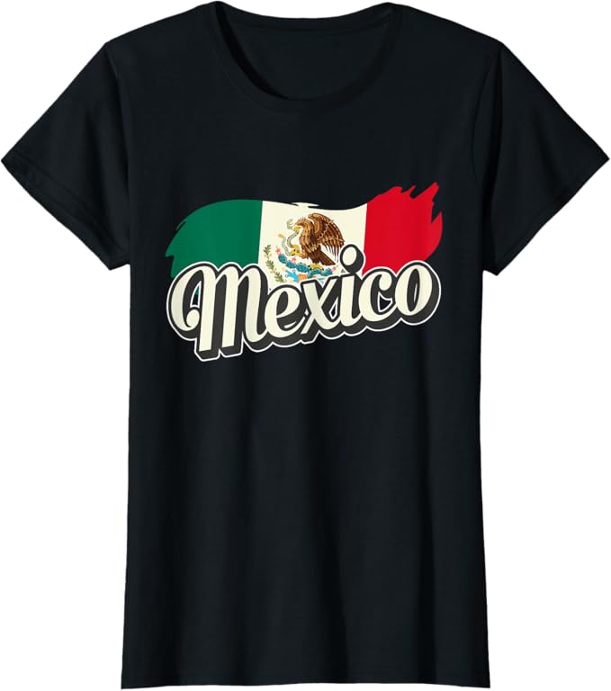 Mexican Flag Women T-Shirt with Mexico Lettering - Stylish Mexico Bandera Tee