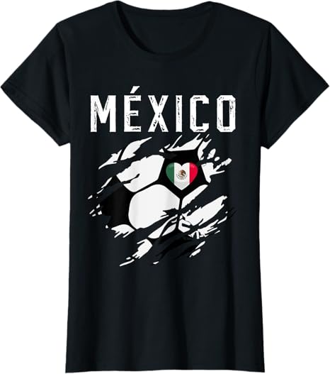 Mexico Retro Vintage Soccer Women T-Shirt with Mexican Flag Heart - Perfect for Fans