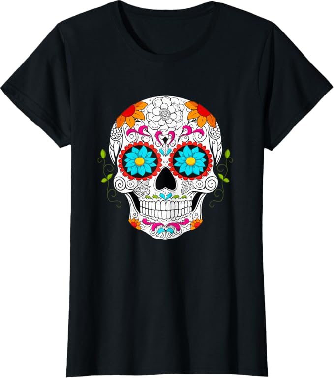 Colorful Calaveras de Azúcar Mexican Día de los Muertos Women T-Shirt