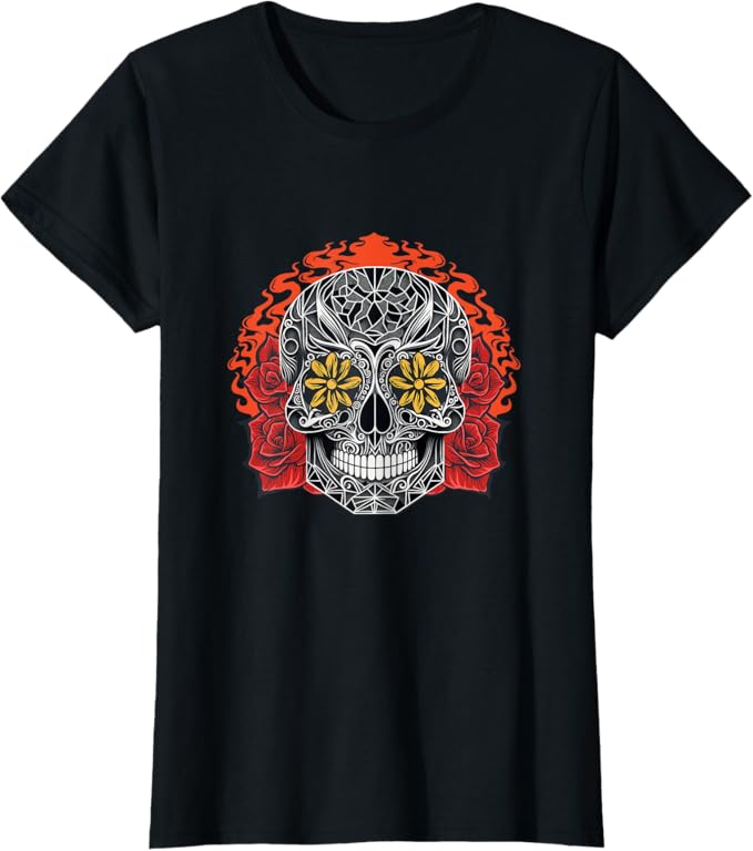Day of the Dead Sugar Skull Calaveras Women T-Shirt - Mexican Holiday Apparel