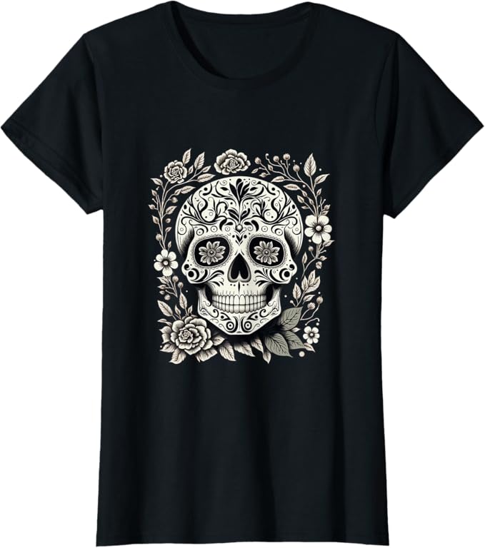 Mexico Holiday Día de los Muertos Sugar Skull Women T-Shirt – Day of the Dead Apparel