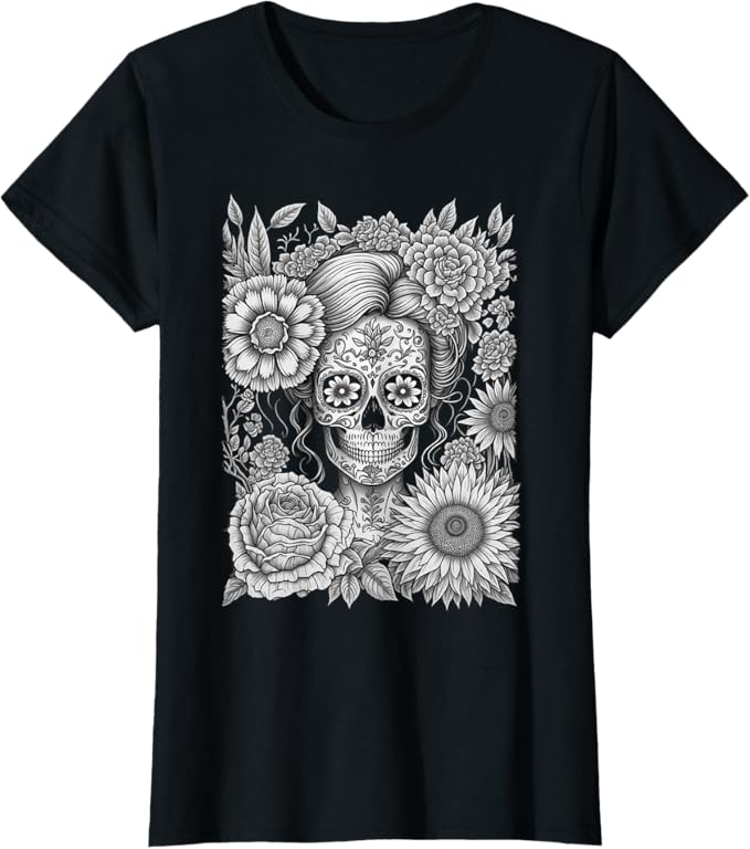 Creepy Calaveras Catrina Women T-Shirt - Mexican Day of the Dead Holiday Shirt