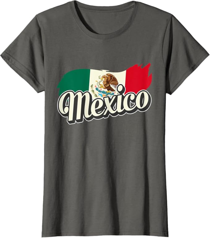 Mexican Flag Women T-Shirt with Mexico Lettering - Stylish Mexico Bandera Tee