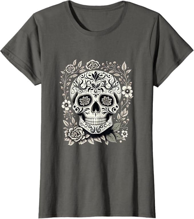 Mexico Holiday Día de los Muertos Sugar Skull Women T-Shirt – Day of the Dead Apparel