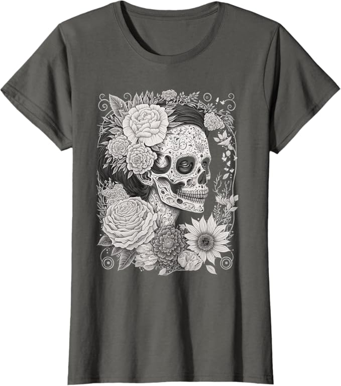 Catrina Sugar Skull Dia de los Muertos Women T-Shirt – Mexican Calaveras Design