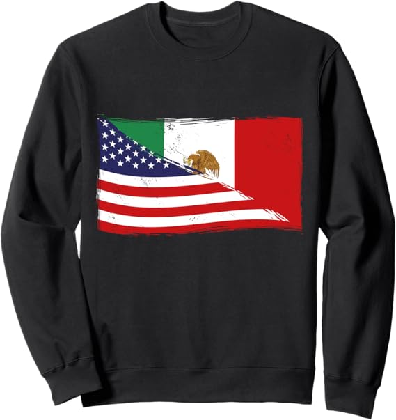 Chicano Sweatshirt - American Mexican Heritage Flag USA Mexico Design