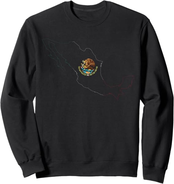 Mexico Flag Sweatshirt - Escudo Nacional de México Map - Mexican Pride Clothing
