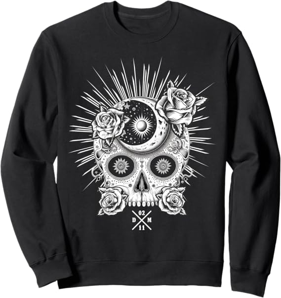 Mexican Sugar Skull Sweatshirt for Dia De Los Muertos - Occult Design