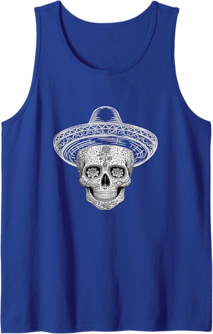 Mexican Sugar Skull Sombrero Men Tank Top | Día de los Muertos Calaveras T-Shirt