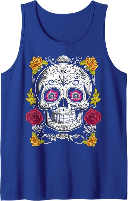 Sugar Skull Tank Top – Mexican Day of the Dead Shirt for Men & Women