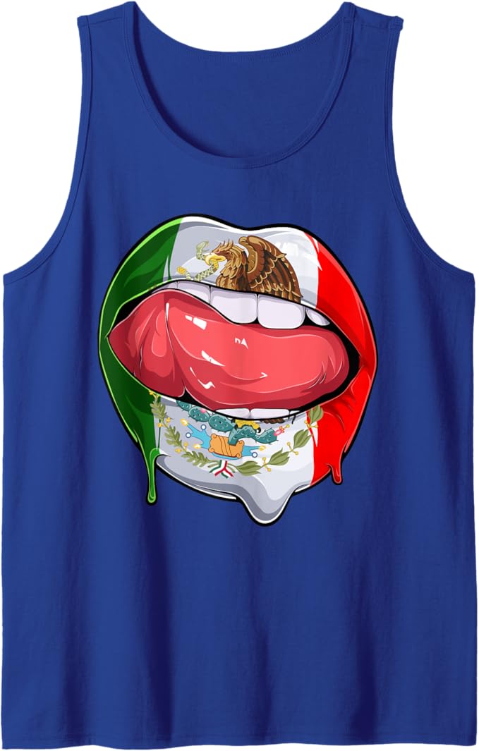 Creative Mexican Flag Men Tank Top: Lips Design