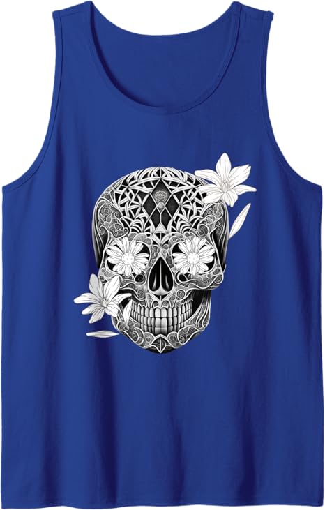 Flower Sugar Skull Men Tank Top – Mexico Dia De Los Muertos Shirt