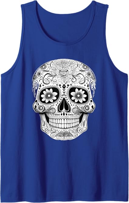 Mexican Sugar Skull Floral Men Tank Top – Day of the Dead Apparel