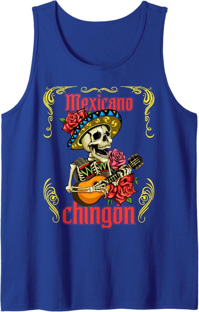 Mexicano Chingon Mariachi Skull Día de los Muertos Men Tank Top – Mexican Day of the Dead Shirt
