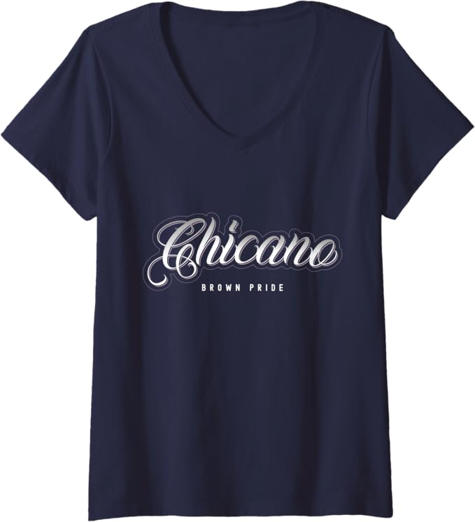 Women's Chicano Brown Pride Mexican Hombre Retro V-Neck T-Shirt - Stylish & Bold Design