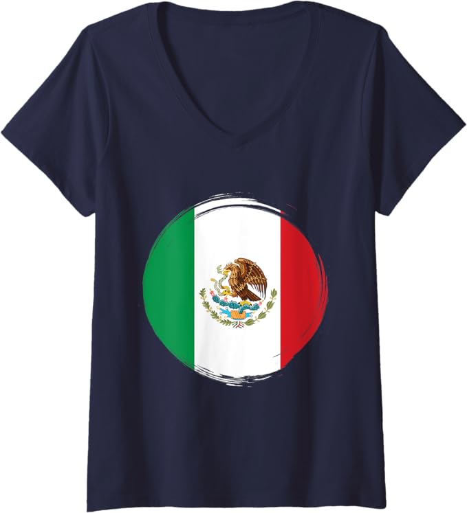 Women's Mexico National Flag V-Neck Women T-Shirt - Camiseta con Bandera de México