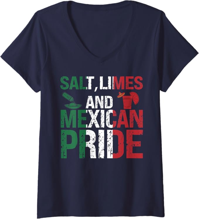 Womens Mexican Cinco De Mayo Party - Mexico Flag Pride V-Neck T-Shirt