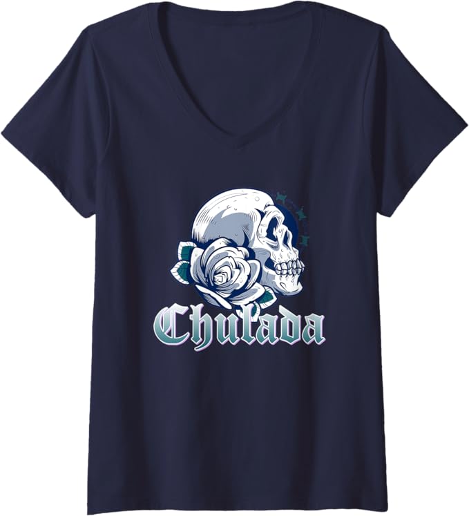 Women's Chulada Skull Vintage Mexicana Mujer V-Neck Women T-Shirt