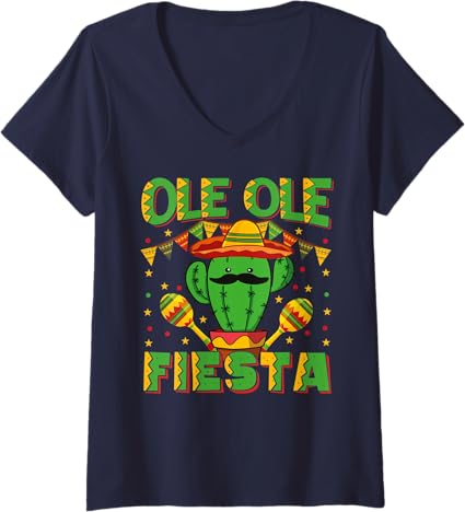 Women's Mexican Cinco de Mayo Ole Ole Fiesta V-Neck T-Shirt – Perfect Party Shirt