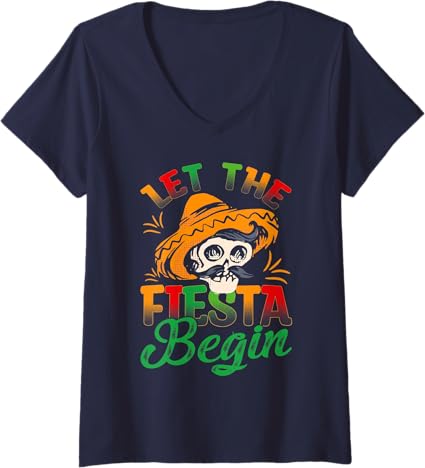 Women's Cinco de Mayo Mexican Fiesta V-Neck T-Shirt - Let the Party Begin!