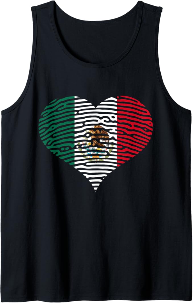 DNA Mexican Bandera Heart Men Tank Top - Mexican Flag Design Shirt