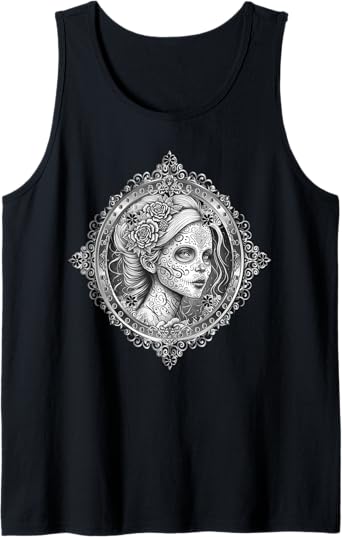 Dia De Los Muertos Calaveras Catrina Men Tank Top – Mexican Skeleton Shirt for Day of the Dead Celebration