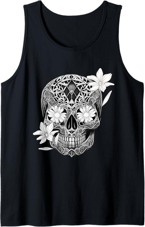 Flower Sugar Skull Men Tank Top – Mexico Dia De Los Muertos Shirt