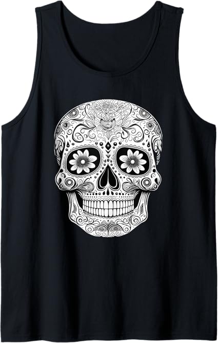 Mexican Sugar Skull Floral Men Tank Top – Day of the Dead Apparel