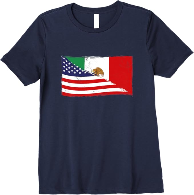 American and Mexican Heritage Flag Women T-Shirt - Premium USA Mexico Chicano Design