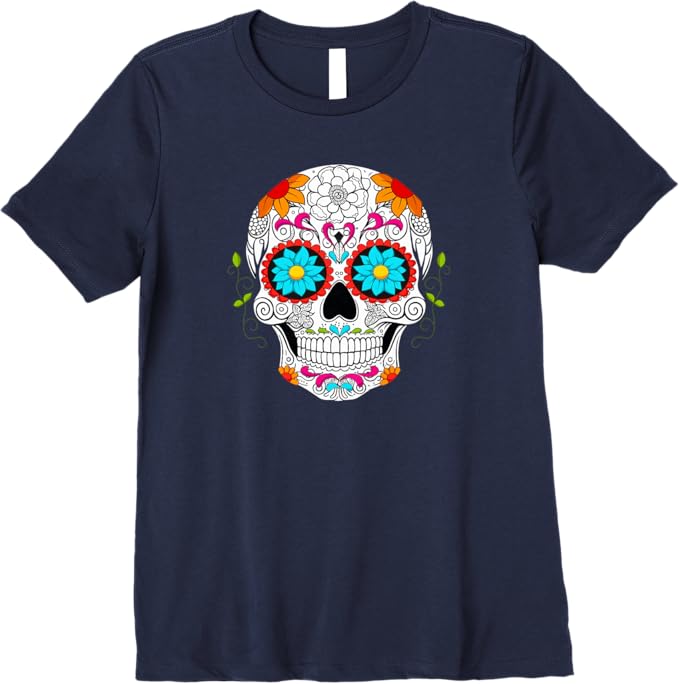 Premium Colorful Calaveras De Azucar Women T-Shirt for Día De Los Muertos - Mexican Sugar Skull Design