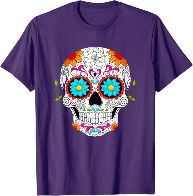 Colorful Calaveras de Azúcar Mexican Día de los Muertos Men T-Shirt