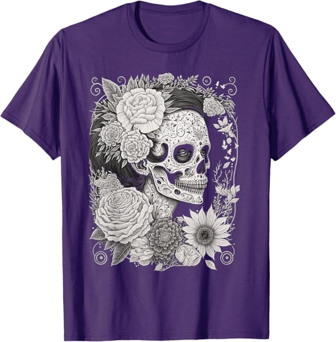 Catrina Sugar Skull Dia de los Muertos Men T-Shirt – Mexican Calaveras Design