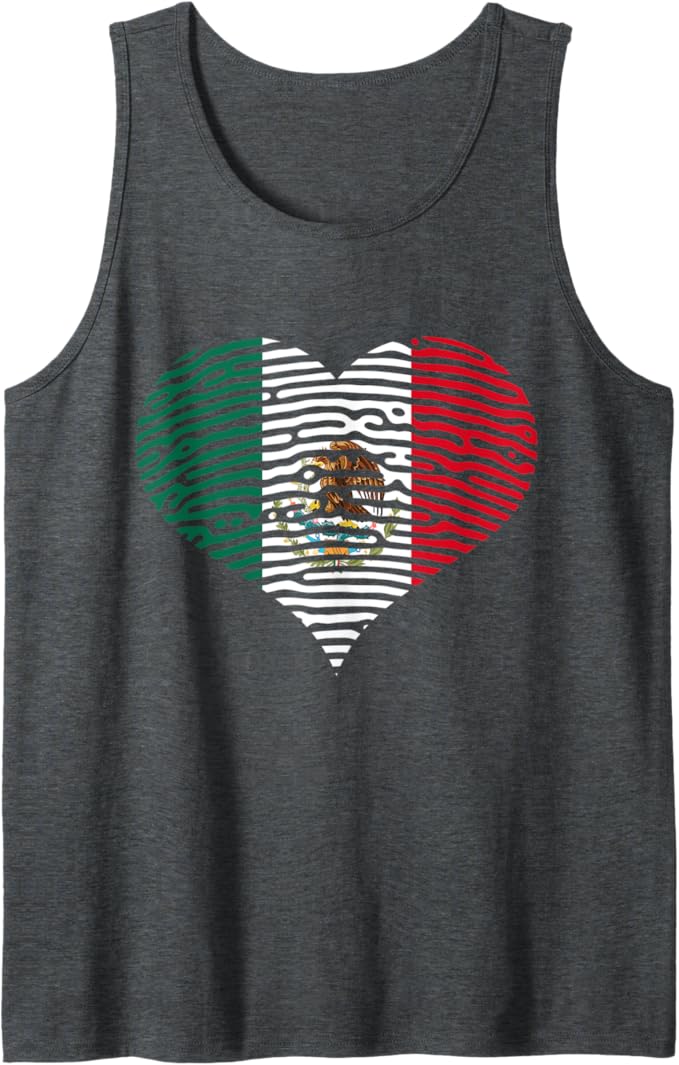 DNA Mexican Bandera Heart Men Tank Top - Mexican Flag Design Shirt