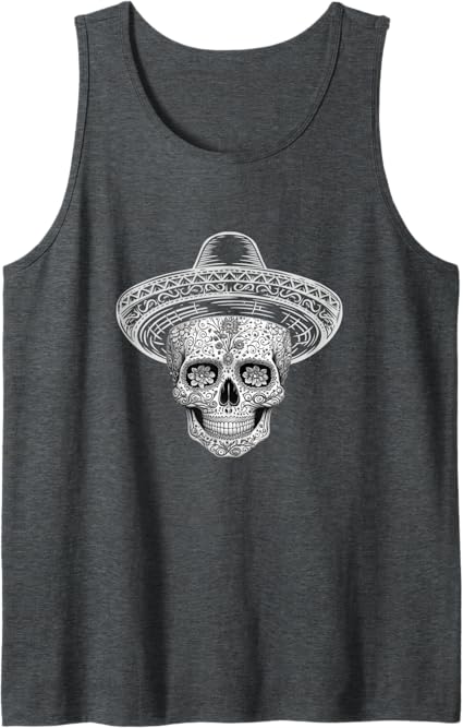 Mexican Sugar Skull Sombrero Men Tank Top | Día de los Muertos Calaveras T-Shirt