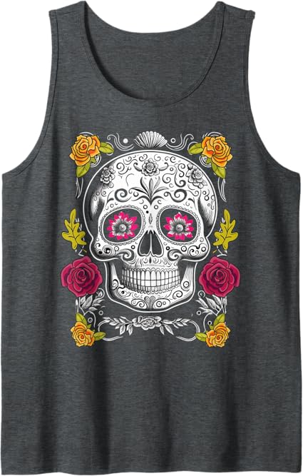 Sugar Skull Tank Top – Mexican Day of the Dead Shirt for Men & Women