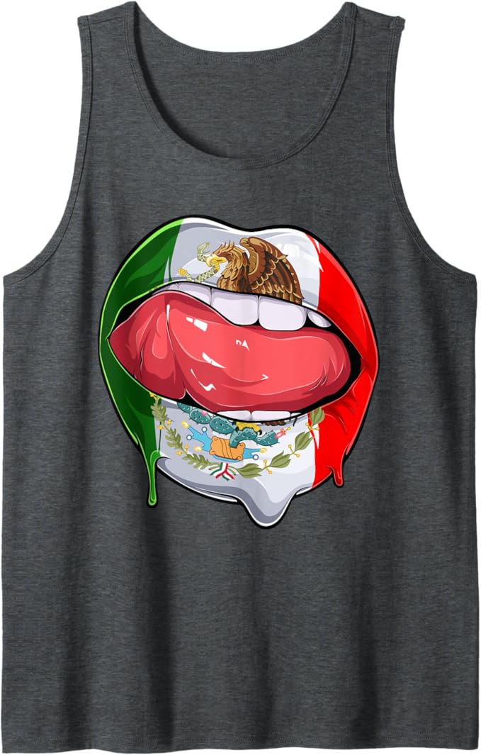 Creative Mexican Flag Men Tank Top: Lips Design