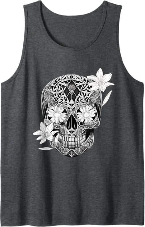 Flower Sugar Skull Men Tank Top – Mexico Dia De Los Muertos Shirt