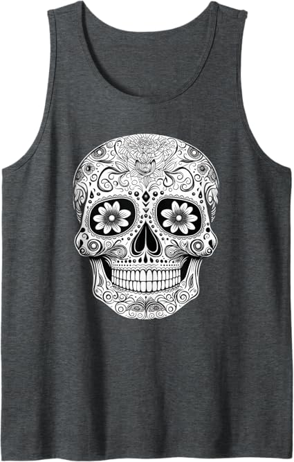 Mexican Sugar Skull Floral Men Tank Top – Day of the Dead Apparel