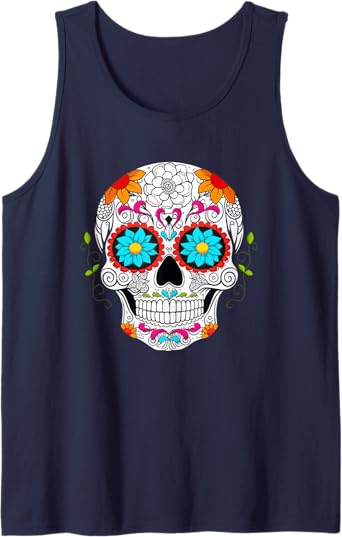 Colorful Calaveras de Azucar Men Tank Top - Mexican Día de los Muertos Apparel