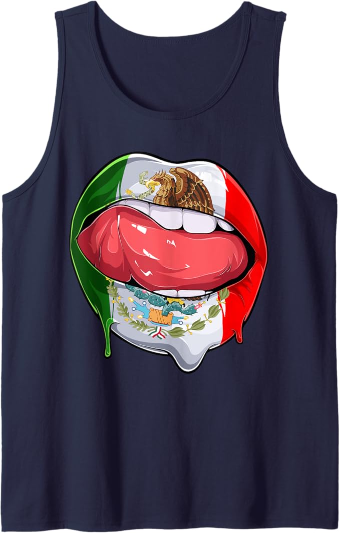 Creative Mexican Flag Men Tank Top: Lips Design