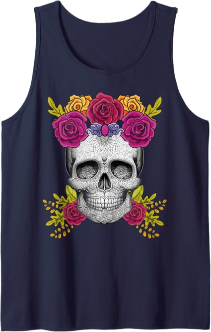 Mexican Day of the Dead Sugar Skull Men Tank Top | Dia de los Muertos Apparel